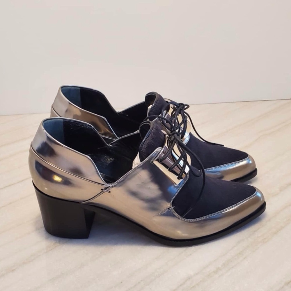 Jason Wu Silver, Leather, Pony Hair Brogues Oxfords 7.5 - Picture 5 of 13